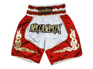 Personalized Boxing Shortss : KNBXCUST-2043-White-Red